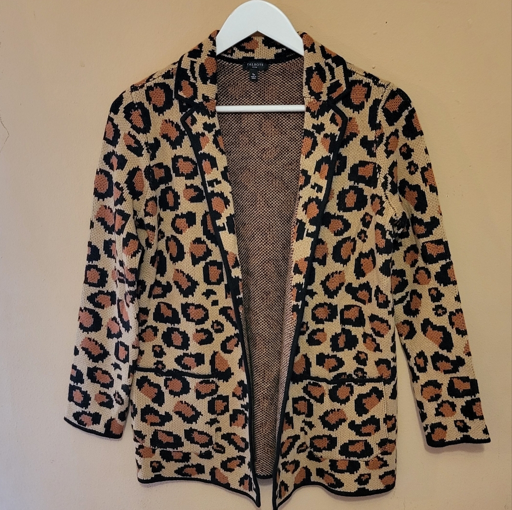 Talbots Open-Front Leopard Print Cardigan/Knit Bl… - image 2